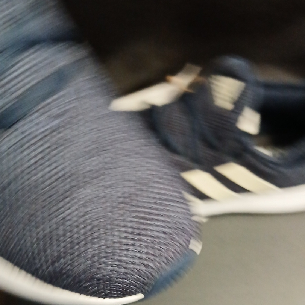 Adidas Blue and White Athletic Shoes with Knit Upper - Picture 4 of 5